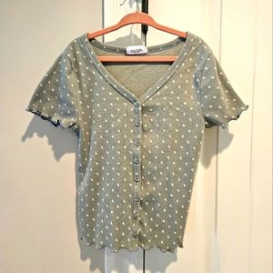 Gap Kids Girls V-neck Ribbed Button Shirt